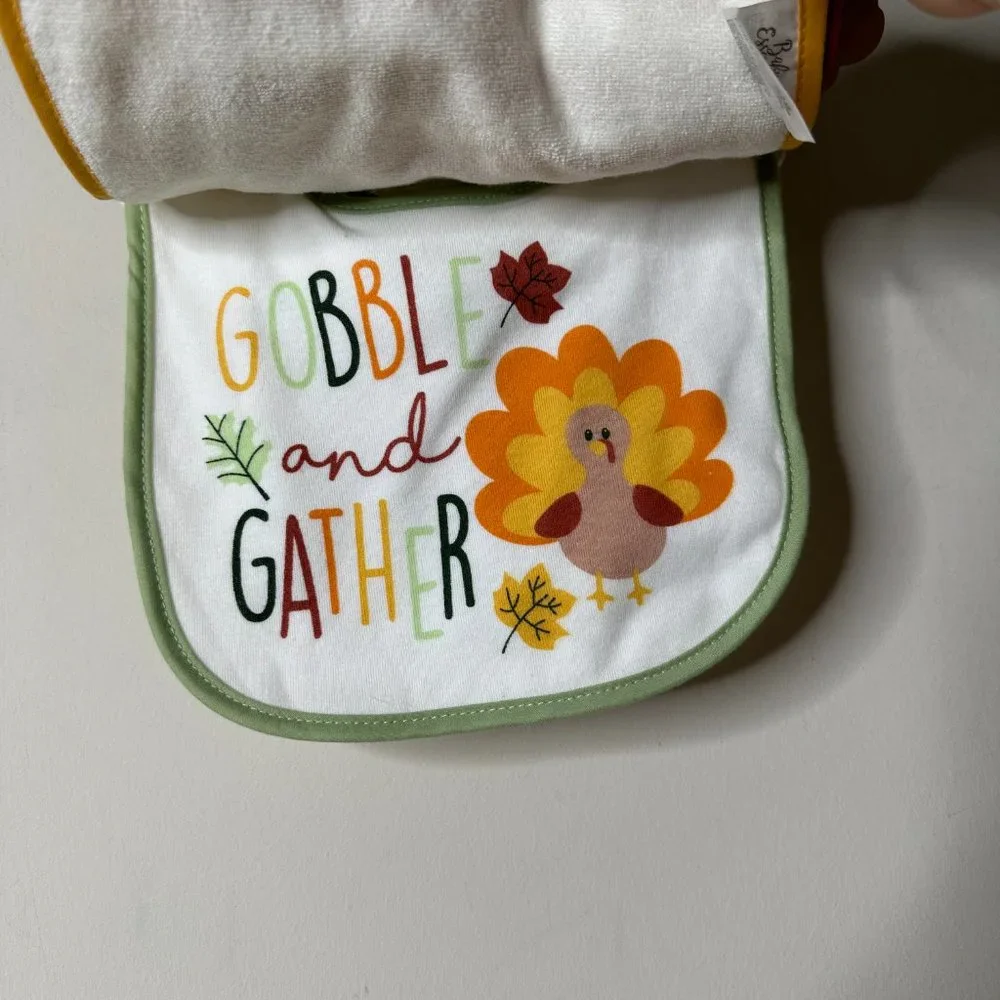 Baby Essentials Set of 3 Bibs - Thanksgiving Theme - One Size NEW